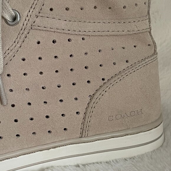 Coach Pita Suede Beige High Top Sneakers Size: 7.5 - Picture 4 of 14